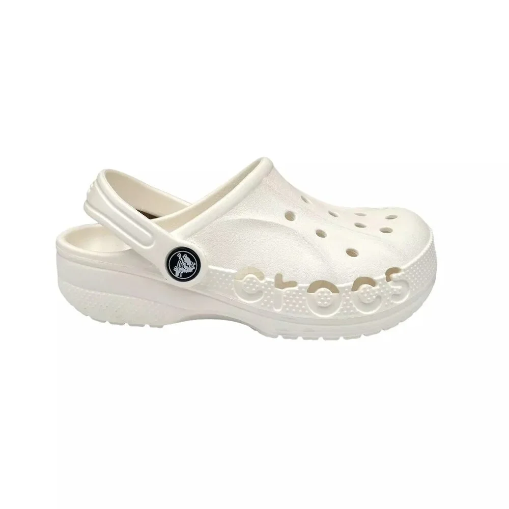 Crocs Baya Little Boy's/Girl's Slip-on Clogs Size‎ 13 Solid White Water Friendly